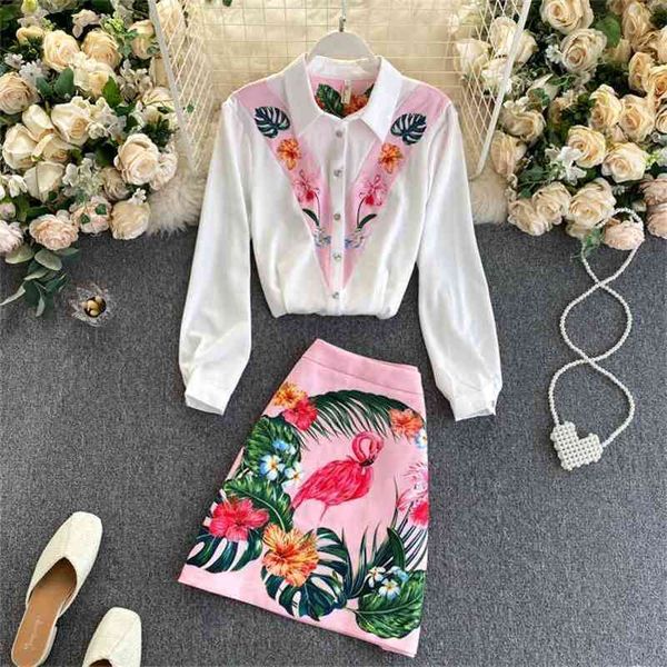 women's autumn suit ladies shirt design sense printing stitching high waist skirt fashionable two-piece trend 210525, White
women's autumn suit ladies shirt design sense printing stitching high waist skirt fashionable two-piece trend 210525, White