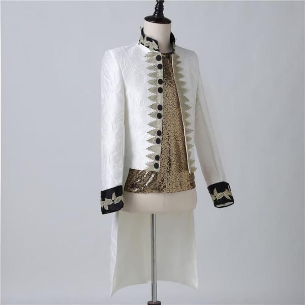 men's suits & blazers mens jackets weddings party tuxedo stand-up collar korean style white dress male singer host performance costumes, White;black
men's suits & blazers mens jackets weddings party tuxedo stand-up collar korean style white dress male singer host performance costumes, White;black