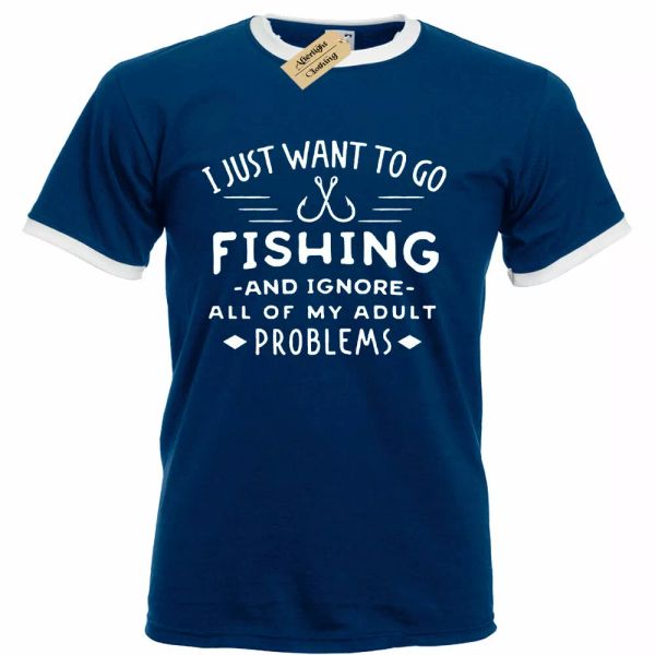 just want to go fishing t-shirt man fisherman fishing gift clothes ringer, White;black
just want to go fishing t-shirt man fisherman fishing gift clothes ringer, White;black