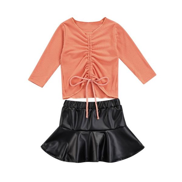 clothing sets 1-4y fashion toddler baby girls clothes solid long sleeve v-neck drawstring pullover pu leather skirts 2pcs, White
clothing sets 1-4y fashion toddler baby girls clothes solid long sleeve v-neck drawstring pullover pu leather skirts 2pcs, White