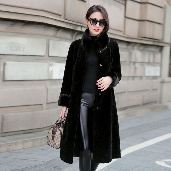 women's fur & faux real natural long female vintage mink collar jacket women clothes 2022 korean double faced wool coat, Black
women's fur & faux real natural long female vintage mink collar jacket women clothes 2022 korean double faced wool coat, Black