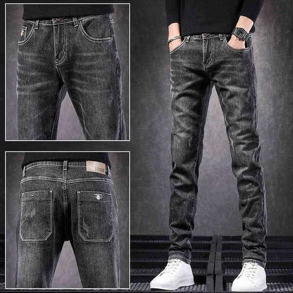 men's jeans 2021 autumn and winter jeans elastic slim fit small feet korean men's fashion casual pants men, Blue
men's jeans 2021 autumn and winter jeans elastic slim fit small feet korean men's fashion casual pants men, Blue