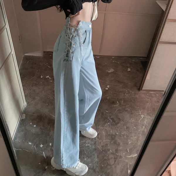 women's jeans high waist chain woman spring and summer wide-leg loose straight trousers 2021 fashion thin mom, Blue
women's jeans high waist chain woman spring and summer wide-leg loose straight trousers 2021 fashion thin mom, Blue