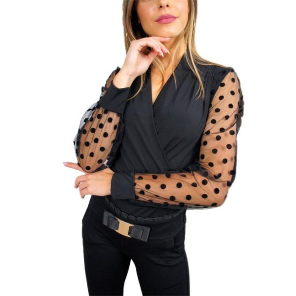women's blouses & shirts fashion women ladies pullover dot polk print black blouse slim deep v neck puff mesh sleeve ol casual jumper, White
women's blouses & shirts fashion women ladies pullover dot polk print black blouse slim deep v neck puff mesh sleeve ol casual jumper, White