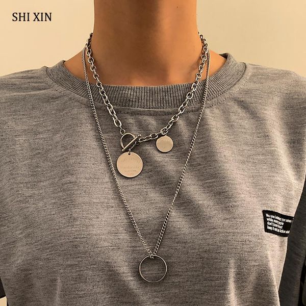 pcs/set layered stainless steel necklace chains on neck men/women fashion coins/circle pendants necklaces 2021 jewelry pendant, Silver
pcs/set layered stainless steel necklace chains on neck men/women fashion coins/circle pendants necklaces 2021 jewelry pendant, Silver
