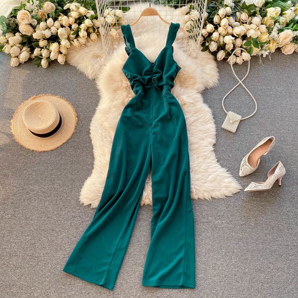 korea's vintage ruffles jumpsuit women's v-neck sling folds slim high waist wide-leg one piece womens clothing romper 210420, Black;white
korea's vintage ruffles jumpsuit women's v-neck sling folds slim high waist wide-leg one piece womens clothing romper 210420, Black;white