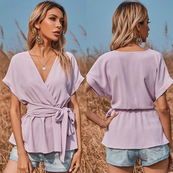 2021 summer new european and american women's wear v-neck short sleeve solid color pullover loose commuting t-shirt, White
2021 summer new european and american women's wear v-neck short sleeve solid color pullover loose commuting t-shirt, White