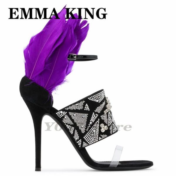 womens crystal sandals high heels female purple part shoes summer ankle strap feather woma plus size 43, Black
womens crystal sandals high heels female purple part shoes summer ankle strap feather woma plus size 43, Black