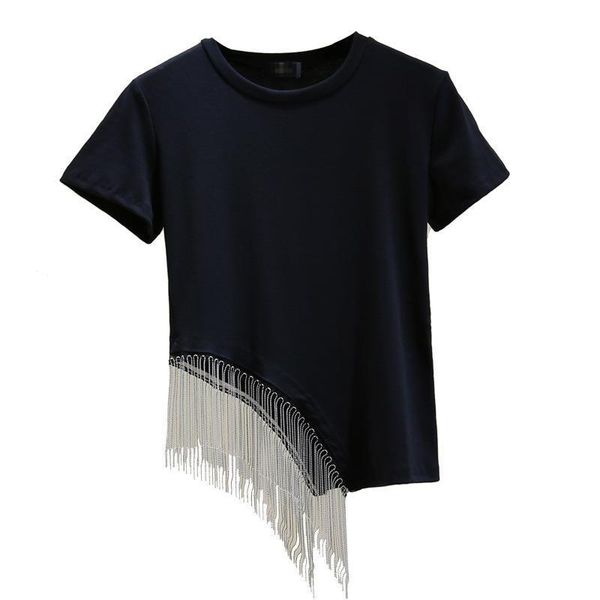 summer korean loose and thin style individual tassel bead elastic casual short sleeve t-shirt fashion women's, White
summer korean loose and thin style individual tassel bead elastic casual short sleeve t-shirt fashion women's, White