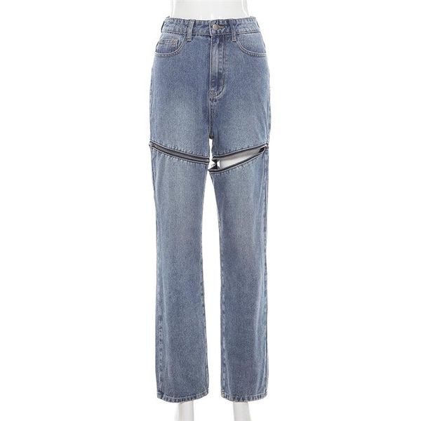 summer women's loose fashion pantalon mujer high waist slimming straight jeans with zipper stitching wide leg pants, Blue
summer women's loose fashion pantalon mujer high waist slimming straight jeans with zipper stitching wide leg pants, Blue