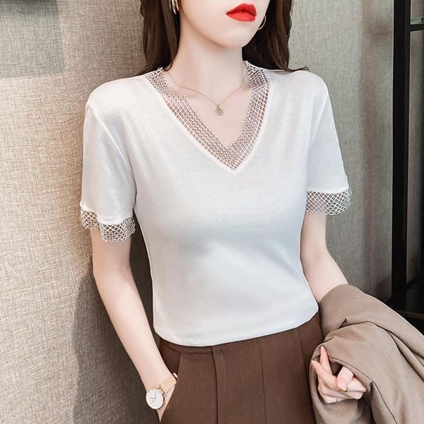 v-neck short sleeve 2021 summer korean fashion office ladies t shirt womens clothing elegant all match tee female women's t-shirt, White
v-neck short sleeve 2021 summer korean fashion office ladies t shirt womens clothing elegant all match tee female women's t-shirt, White