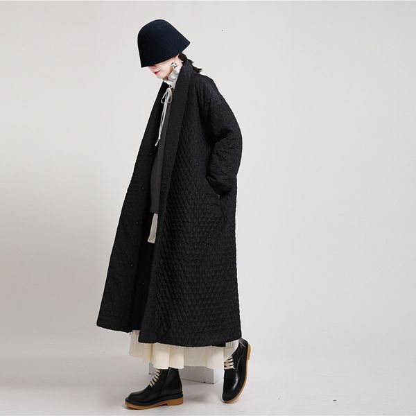 msxu autumn and winter rhombic woman jacket with rear slit button long cotton woman's coat, Black;brown
msxu autumn and winter rhombic woman jacket with rear slit button long cotton woman's coat, Black;brown