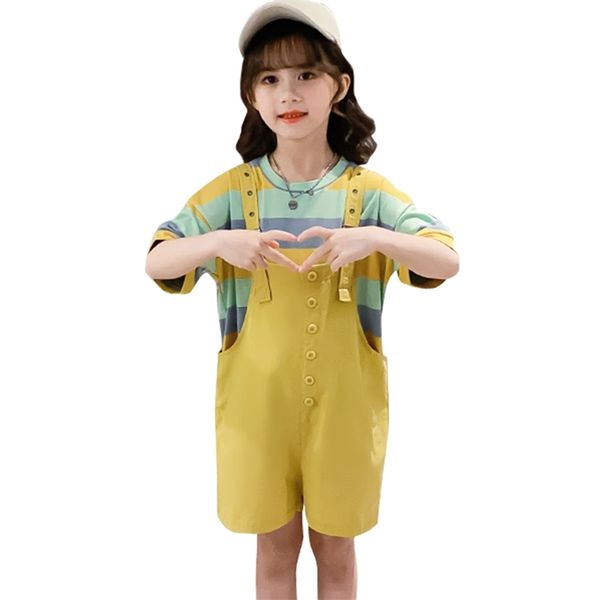 children clothes striped tshirt + jumpsuit for girls summer set casual style children's tracksuit 6 8 10 1 210528, White
children clothes striped tshirt + jumpsuit for girls summer set casual style children's tracksuit 6 8 10 1 210528, White