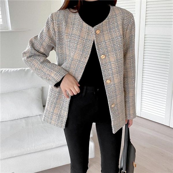 women's jackets cbafu korea loose jacket tweed woolen women coat long sleeve o neck single breasted plaid outwears autumn winter clothe, Black;brown
women's jackets cbafu korea loose jacket tweed woolen women coat long sleeve o neck single breasted plaid outwears autumn winter clothe, Black;brown