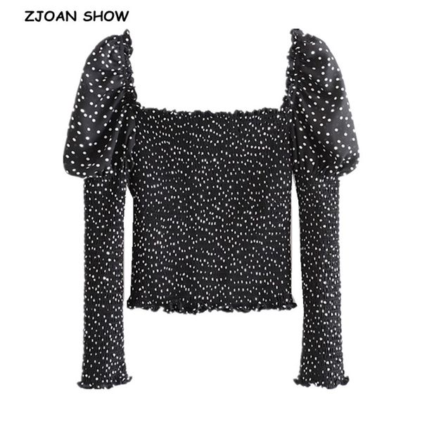 women's blouses & shirts vintage polka dot print crop shirt women square neck elastic ruched body slim fit blouse french, White
women's blouses & shirts vintage polka dot print crop shirt women square neck elastic ruched body slim fit blouse french, White