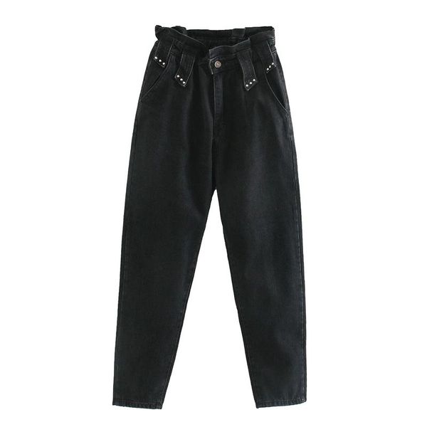 women fashion spring paper bag loose fit jeans female harem streetwear cool denim pants black women's, Blue
women fashion spring paper bag loose fit jeans female harem streetwear cool denim pants black women's, Blue