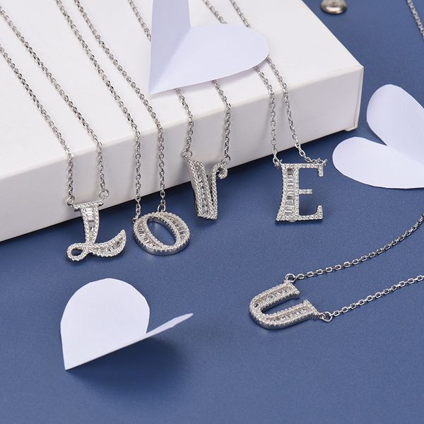 s925 sterling sier pendant women's 26 letter necklace creative accessories fashion jewelry clavicle chain, Silver
s925 sterling sier pendant women's 26 letter necklace creative accessories fashion jewelry clavicle chain, Silver