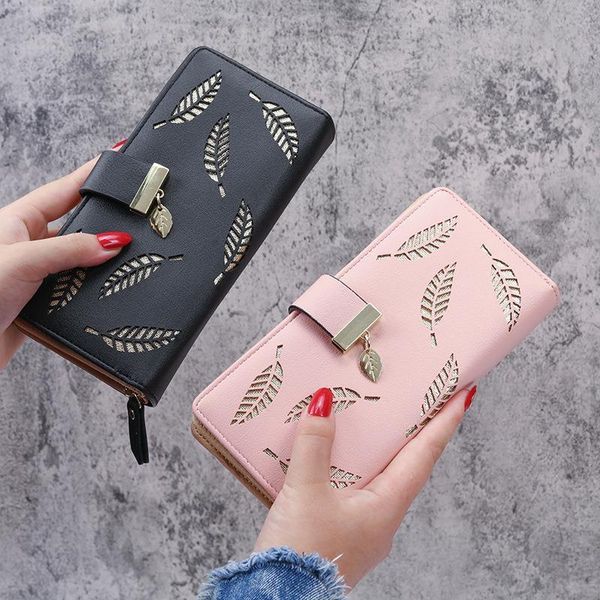 women wallet pu leather purse female gold hollow leaves pouch handbag for coin card holders clutch, Red;black
women wallet pu leather purse female gold hollow leaves pouch handbag for coin card holders clutch, Red;black