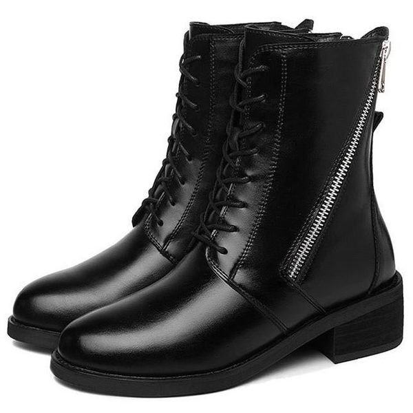 boots fashion split leather mid calf womens shoes round toe thick high heel british style women motorcycle n0175, Black
boots fashion split leather mid calf womens shoes round toe thick high heel british style women motorcycle n0175, Black