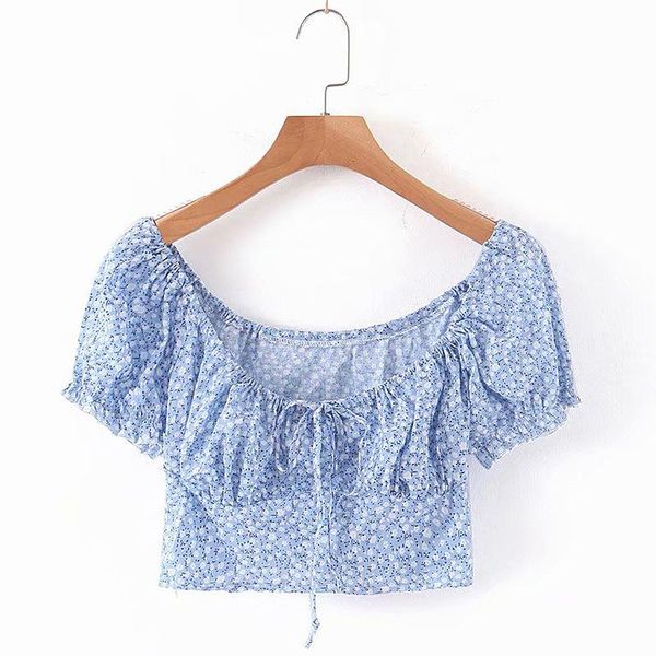 summer blue floral crop women vacation outfits for blouse two piece set and skirts sets dress, White
summer blue floral crop women vacation outfits for blouse two piece set and skirts sets dress, White