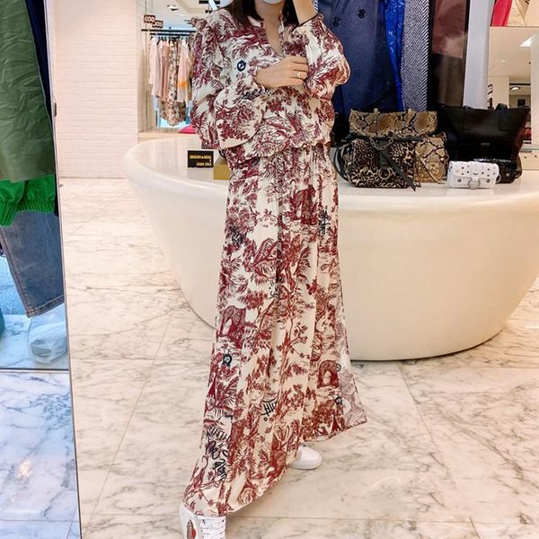 casual dresses women's midi dress o-neck printed long sleeve elastic waist female robes, Black;gray 
casual dresses women's midi dress o-neck printed long sleeve elastic waist female robes, Black;gray