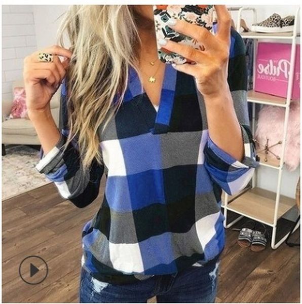 new women v-neck check lattice plaid shirt long sleeve lady casual loose plus size s-5xl, White
new women v-neck check lattice plaid shirt long sleeve lady casual loose plus size s-5xl, White