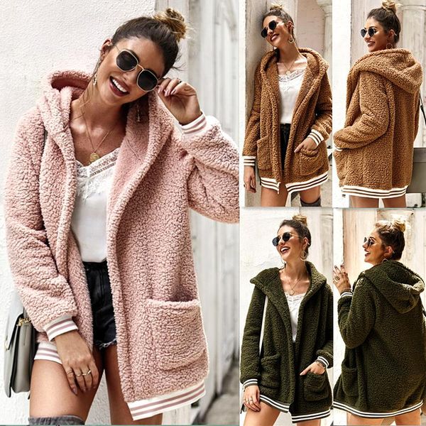 women's wool & blends arrive long sleeves autumn oversized fleece coat winter women with hoodie, Black
women's wool & blends arrive long sleeves autumn oversized fleece coat winter women with hoodie, Black