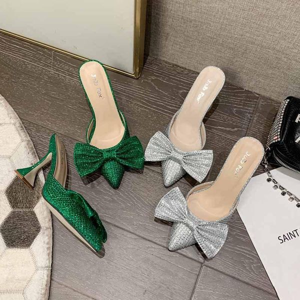 slippers women sandals pointed diamond bow wine glass heel high large size baotou sandal girl, Black
slippers women sandals pointed diamond bow wine glass heel high large size baotou sandal girl, Black