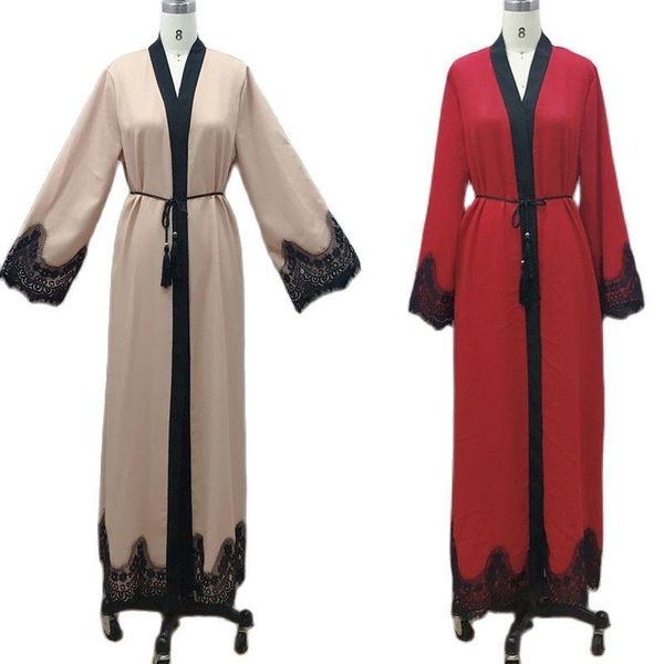 casual dresses muslim lace long dress arabic woman's gown cardigan with waistband linen clothes for ladys, Black;gray
casual dresses muslim lace long dress arabic woman's gown cardigan with waistband linen clothes for ladys, Black;gray
