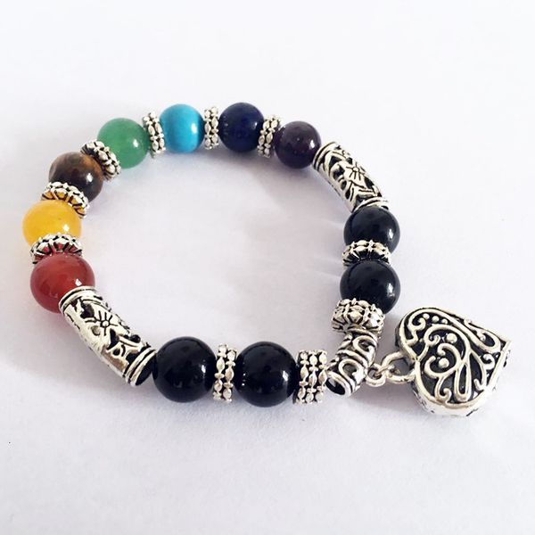 bracelet men's and women's rainbow 7 chakra agate charm peach heart, Golden;silver
bracelet men's and women's rainbow 7 chakra agate charm peach heart, Golden;silver