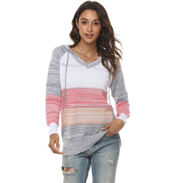 women's sweaters 2021 autumn patchwork color hollow knitted sweater women long sleeve hooded pullovers ladies streetwear casual, White;black 
women's sweaters 2021 autumn patchwork color hollow knitted sweater women long sleeve hooded pullovers ladies streetwear casual, White;black