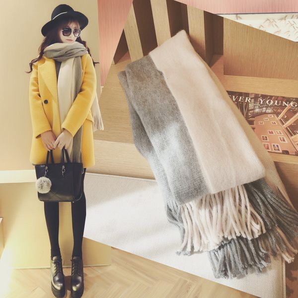 women's scarf / winter color around korean warm / cashmere shawl / soft tassel scarf, Blue;gray
women's scarf / winter color around korean warm / cashmere shawl / soft tassel scarf, Blue;gray