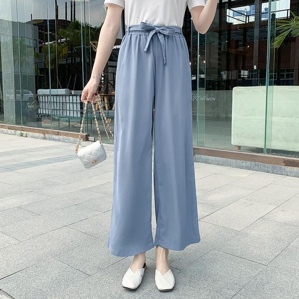 women's pants & capris summer high waist large size women chiffon soild color trousers wide leg ladies casual fashion korean hang down, Black;white
women's pants & capris summer high waist large size women chiffon soild color trousers wide leg ladies casual fashion korean hang down, Black;white