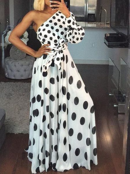 casual dresses women summer dress one shoulder black polka dot waist belt bohemian holiday beach fashion pleated female vacation robes tunic, Black;gray
casual dresses women summer dress one shoulder black polka dot waist belt bohemian holiday beach fashion pleated female vacation robes tunic, Black;gray