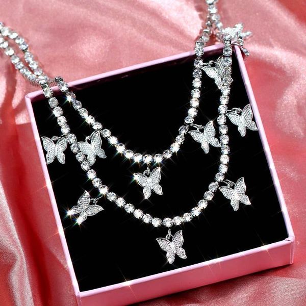 chains trendy multilayer butterfly pendant necklace tennis chain iced out rhinestone for women hop jewelry gift 2021, Silver
chains trendy multilayer butterfly pendant necklace tennis chain iced out rhinestone for women hop jewelry gift 2021, Silver