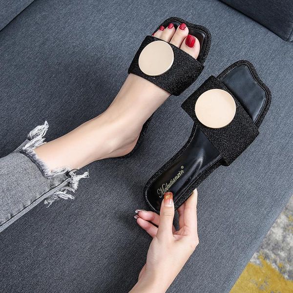 slippers black/silver glitter women brand designer metal buckle flip flops 2021 beach shoes woman seqins mules big size 44
slippers black/silver glitter women brand designer metal buckle flip flops 2021 beach shoes woman seqins mules big size 44