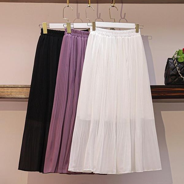 skirts chiffon pleated skirt long elastic high waist summer women korean style black white purple female
skirts chiffon pleated skirt long elastic high waist summer women korean style black white purple female