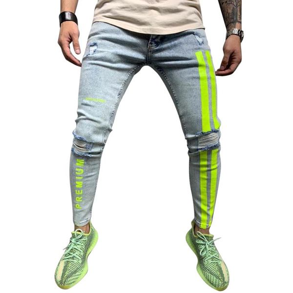 men's jeans men skinny striped zipper denim hole wash vintage hip hop work trousers slim printed european big size, Blue
men's jeans men skinny striped zipper denim hole wash vintage hip hop work trousers slim printed european big size, Blue
