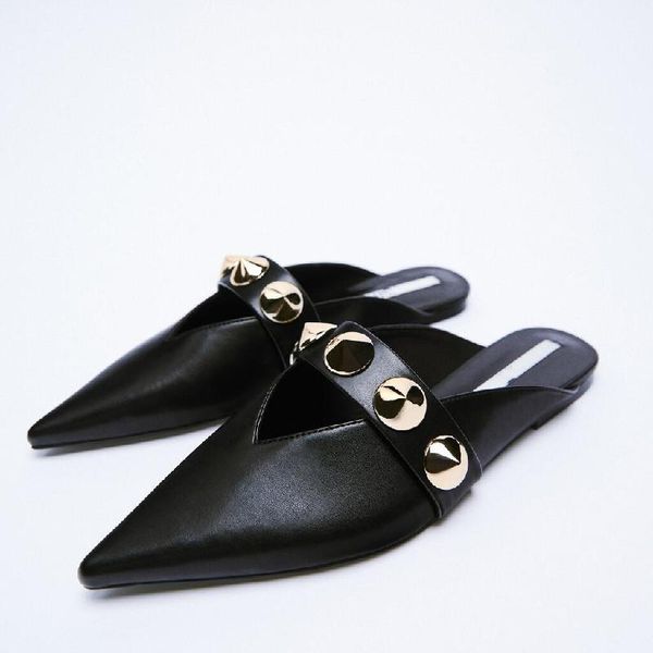 slippers mules for women 2021 casual rivet beige heeled sandals loafers slides flat shoes female pointed toe low pantofle luxury, Black
slippers mules for women 2021 casual rivet beige heeled sandals loafers slides flat shoes female pointed toe low pantofle luxury, Black