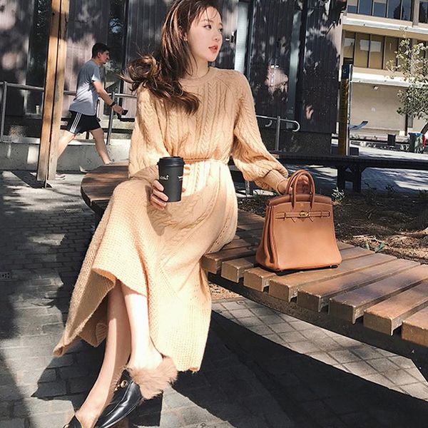 casual dresses 2021 warm lantern sleeve ladies sweater dress vestidos o neck sashes korean twist a line knitted long winter women, Black;gray
casual dresses 2021 warm lantern sleeve ladies sweater dress vestidos o neck sashes korean twist a line knitted long winter women, Black;gray