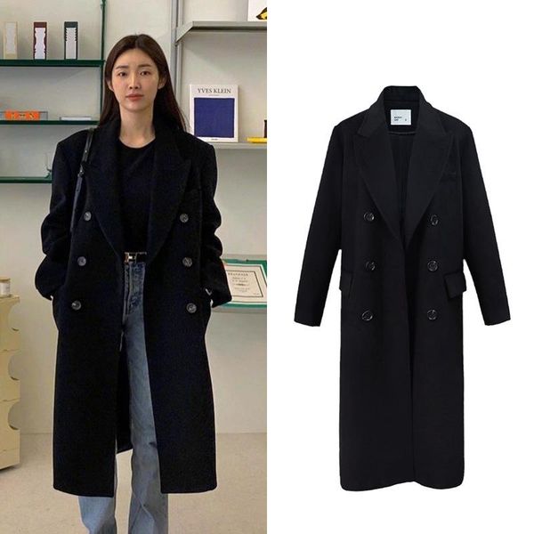 women's wool & blends children in the long black coat cloth stars fall and winter of 2021 with a double-breasted little
women's wool & blends children in the long black coat cloth stars fall and winter of 2021 with a double-breasted little