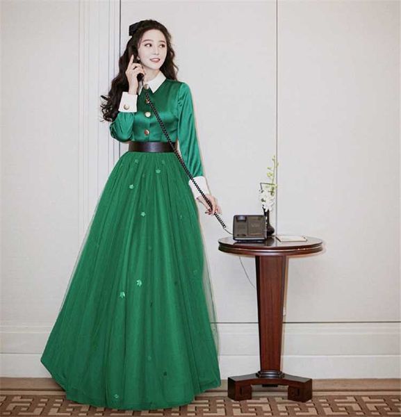 two piece dress autumn green long sleeve shirt +mesh embroidered skirt women's set 210918lj01, White
two piece dress autumn green long sleeve shirt +mesh embroidered skirt women's set 210918lj01, White