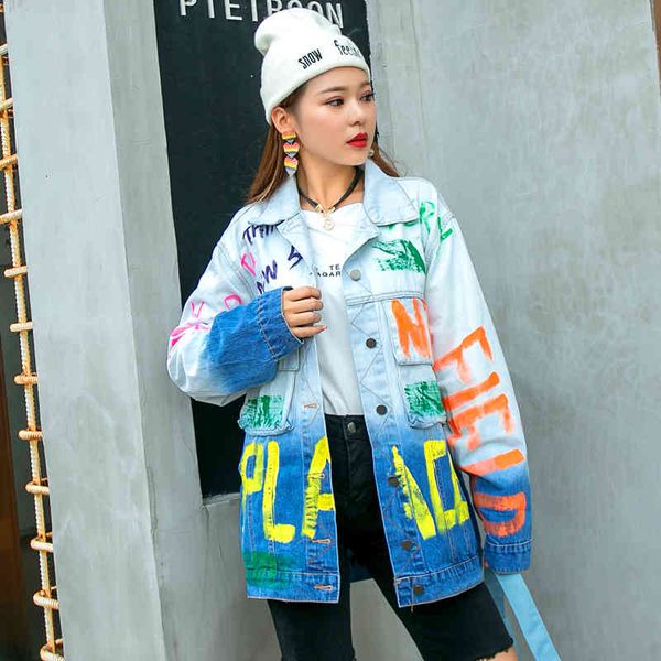 jackets european station graffiti denim chic loose mid-length gradient wild hip-hop age reduction jacket, Black;brown
jackets european station graffiti denim chic loose mid-length gradient wild hip-hop age reduction jacket, Black;brown