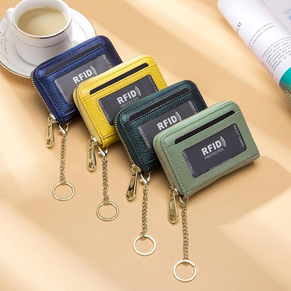 card holders genuine leather men women holder small zipper wallet solid coin purse key ring design rfid id business bags, Brown;gray
card holders genuine leather men women holder small zipper wallet solid coin purse key ring design rfid id business bags, Brown;gray