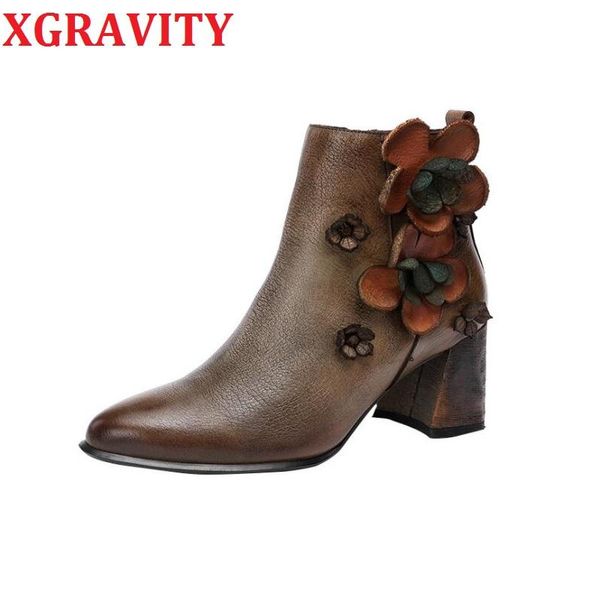 boots xgravity 2021 flower cow genuine leather ankle zipper designer pointed toe woman winter warm female s030, Black
boots xgravity 2021 flower cow genuine leather ankle zipper designer pointed toe woman winter warm female s030, Black