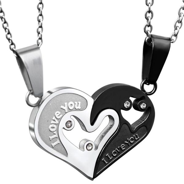 pendant necklaces titanium steel couple necklace stainless blind date heart-shaped stitching hip hop jewelry for men women, Silver
pendant necklaces titanium steel couple necklace stainless blind date heart-shaped stitching hip hop jewelry for men women, Silver