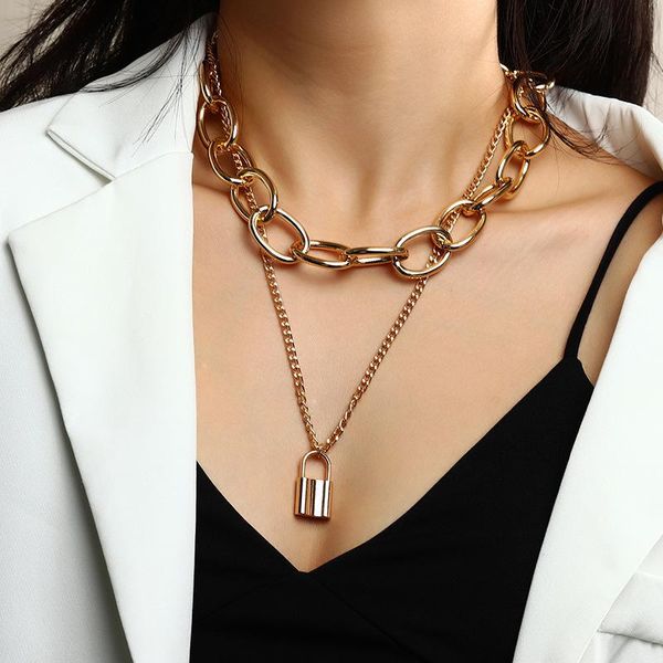 pendant necklaces multilayer chain necklace lock hip hop jewelry for women party punk choker padlock goth aesthetic accessories, Silver
pendant necklaces multilayer chain necklace lock hip hop jewelry for women party punk choker padlock goth aesthetic accessories, Silver