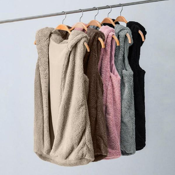 women's vests chalecos para mujer 2021 winter sleeveless plush keep warm vest jacket casual open stitch female waistcoat with hat, Black;white
women's vests chalecos para mujer 2021 winter sleeveless plush keep warm vest jacket casual open stitch female waistcoat with hat, Black;white
