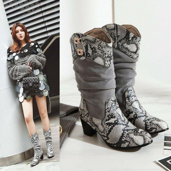 boots womens mid-calf chunky mid-high heels snakeskin pattern printing chic d254, Black
boots womens mid-calf chunky mid-high heels snakeskin pattern printing chic d254, Black