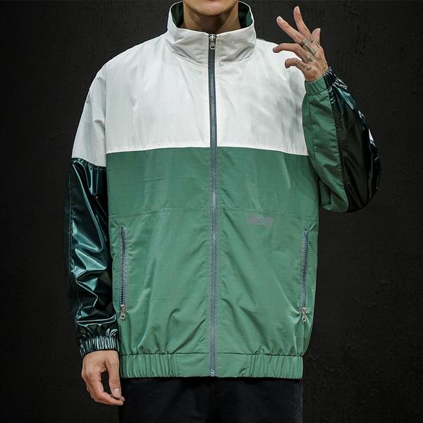 men's jackets fashion patchwork jacket men shiny sleeve stand collar letter printing bomber autumn male coat, Black;brown
men's jackets fashion patchwork jacket men shiny sleeve stand collar letter printing bomber autumn male coat, Black;brown
